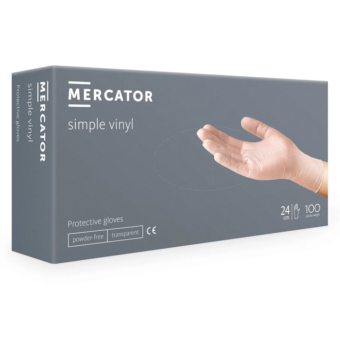Рукавички вінілові MERCATOR Simple Vinyl неопудрені, розмір M, 100 шт
