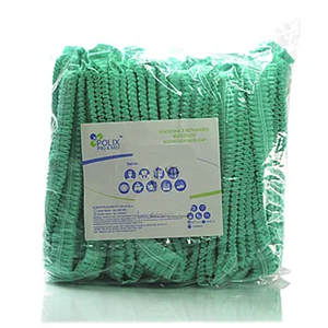 Шапочки медицинские на двойной резинке Polix Pro Med из спанбонда, зеленые (100 шт)