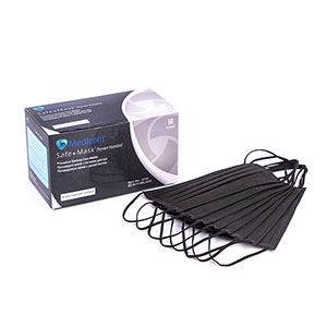 Маска защитная Medicom Safe + Mask Premier Standart с ушными петлями, черная (50 шт)