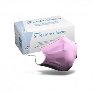 Маска защитная Medicom Safe + Mask Economy с ушными петлями, розовая (50 шт)