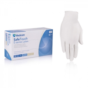 Латексные перчатки опудренные SafeTouch E-Series Medicom, размер L, 100 шт