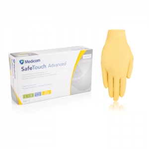 Нитриловые перчатки неопудренные Medicom SafeTouch Advanced (желтый), размер XS, 100 шт