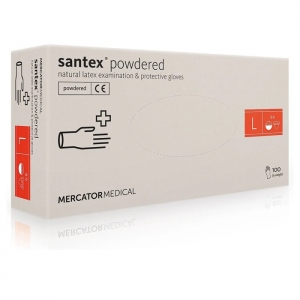 Рукавички латексні MERCATOR Santex Powdered WHITE опудрені, розмір L, 100 шт