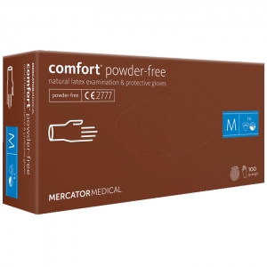Перчатки латексные MERCATOR Comfort Powder-Free WHITE неопудренные, размер M, 100 шт