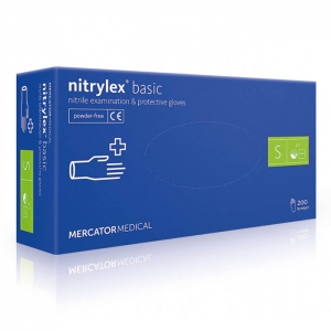 Перчатки нитриловые MERCATOR Nitrylex Basic BLUE неопудренные, размер S, 200 шт
