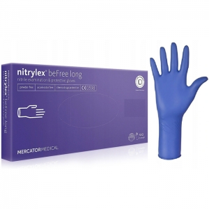 Перчатки нитриловые MERCATOR Nitrylex Befree Long VIOLET (удлинённая манжета) неопудренные, размер M, 100 шт