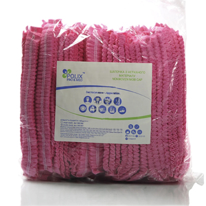 Шапочки медичні на подвійній гумці Polix Pro Med із спанбонду, рожеві (100 шт)