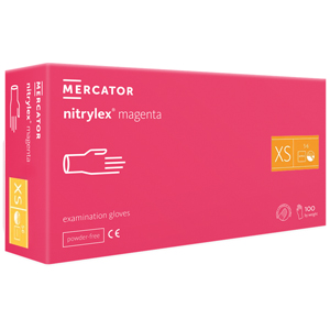 Рукавички нітрилові Mercator Nitrylex MAGENTA неопудрені, розмір XS, 100 шт