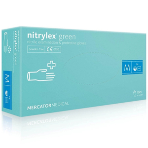Перчатки нитриловые Mercator Nitrylex GREEN неопудренные, размер M, 100 шт