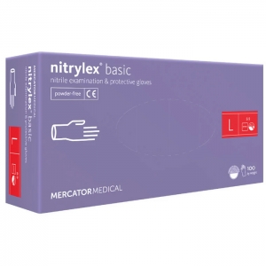 Нітрилові рукавиці MERCATOR Nitrylex Basic VIOLET (синьо-фіолетовий) неопудрені, розмір L, 100 шт