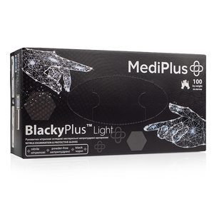 Перчатки нитриловые MEDIPLUS BlackyPlus Light BLACK неопудренные, размер XS, 100 шт