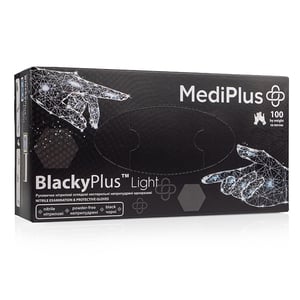 Перчатки нитриловые MEDIPLUS BlackyPlus Light BLACK неопудренные, размер M, 100 шт