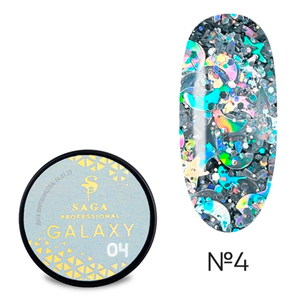 Гель SAGA professional Galaxy glitter №04, 8 мл