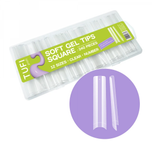 Гелеві тіпси TUFI profi Half Cover Soft Gel Tips Квадрат Прозорі, 240 шт