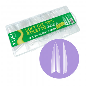 Гелеві тіпси TUFI profi Half Cover Soft Gel Tips Стилет Прозорі, 240 шт Гелеві тіпси TUFI profi Half Cover Soft Gel Tips Стилет Прозорі, 240 шт