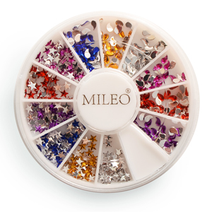 Стразы цветные для ногтей в карусели «Mileo звезды» 