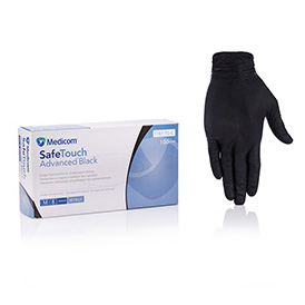 Нітрилові рукавички неопудрені Medicom SafeTouch Black, розмір L, 100 шт