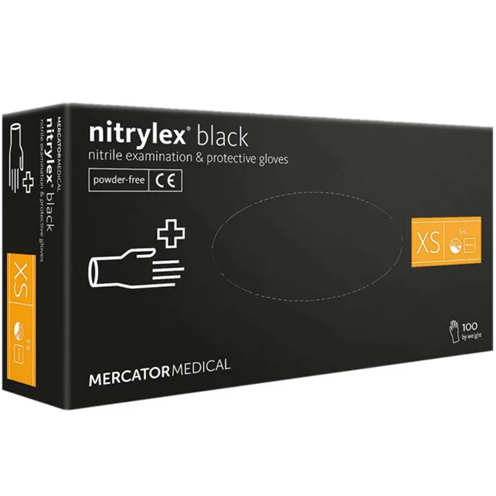 Перчатки нитриловые Mercator Nitrylex BLACK, XS, 100 шт