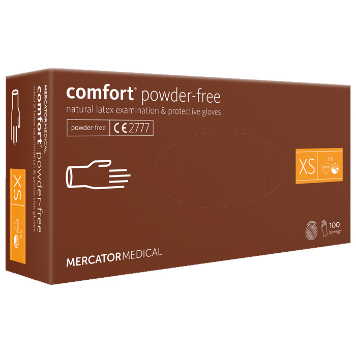 Перчатки латексные MERCATOR Comfort Powder-Free WHITE неопудренные, размер XS, 100 шт