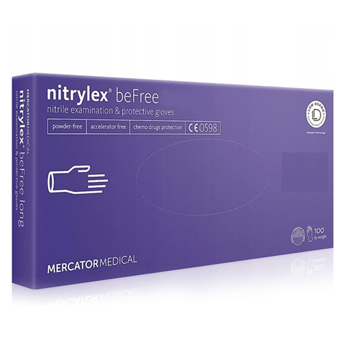 Перчатки нитриловые MERCATOR Nitrylex Befree VIOLET неопудренные, размер S, 100 шт