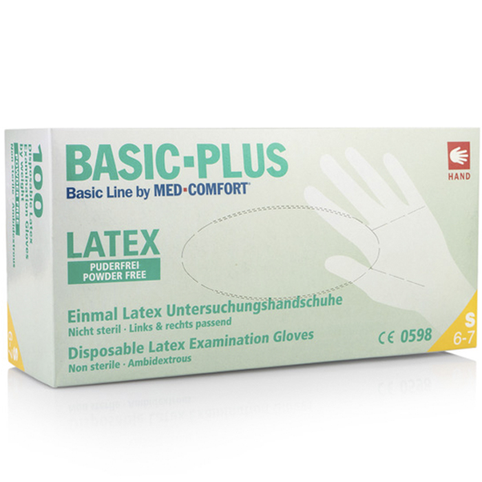 Рукавички латексні MED-COMFORT Latex Basic Plus WHITE неопудрені, розмір S, 100 шт