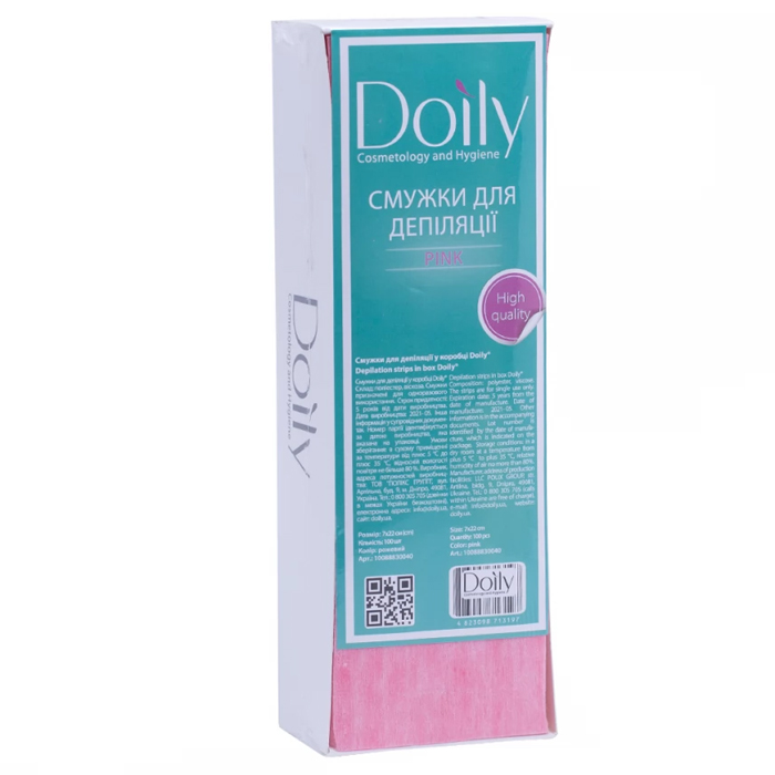 Смужки для депіляції в коробці Doily 7х22 рожеві (100 шт)