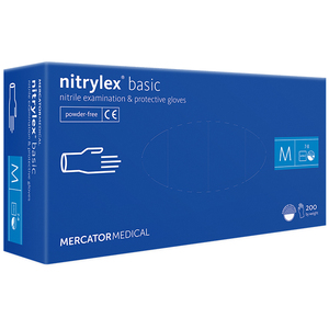 Рукавички нітрилові MERCATOR Nitrylex Basic BLUE неопудрені, розмір M, 200 шт