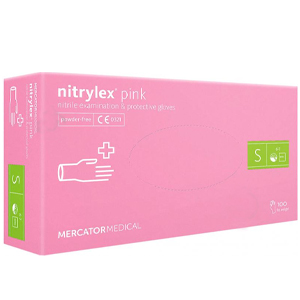 Перчатки нитриловые Mercator Nitrylex PINK неопудренные, размер S, 100 шт