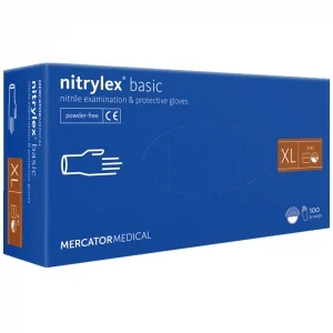 Перчатки нитриловые MERCATOR Nitrylex Basic LIGHT BLUE (голубой) неопудренные, размер XL, 100 шт