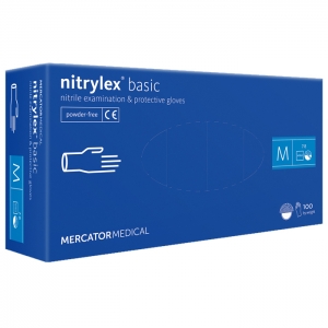 Перчатки нитриловые MERCATOR Nitrylex Basic LIGHT BLUE (голубой) неопудренные, размер М, 100 шт