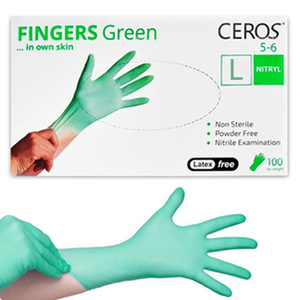 Рукавички нітрилові CEROS Fingers GREEN, L, 100 шт