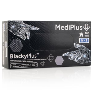 Перчатки нитриловые MEDIPLUS BlackyPlus BLACK неопудренные, размер М, 100 шт