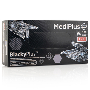 Рукавички нітрилові MEDIPLUS BlackyPlus BLACK неопудрені, розмір L, 100 шт