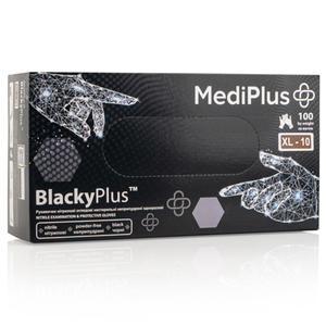 Рукавички нітрилові MEDIPLUS BlackyPlus BLACK неопудрені, розмір XL, 100 шт