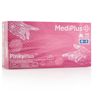 Рукавички нітрилові MEDIPLUS PinkyPlus PINK неопудрені, розмір М, 100 шт
