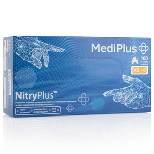 Рукавички нітрилові MEDIPLUS NitryPlus BLUE неопудрені, розмір XS, 100 шт