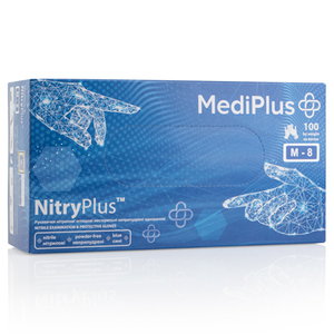 Рукавички нітрилові MEDIPLUS NitryPlus BLUE неопудрені, розмір М, 100 шт