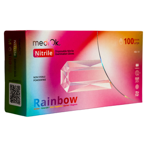 Перчатки нитриловые MediOk RAINBOW (5 цветов) неопудренные, размер S, 100 шт