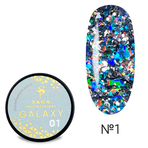 Гель SAGA professional Galaxy glitter №01, 8 мл