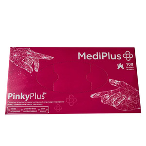 Перчатки нитриловые MEDIPLUS PinkyPlus PINK ярко-розовые неопудренные, размер L, 100 шт