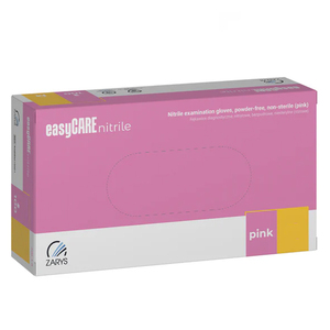 Рукавички нітрилові easyCARE nitrile PINK рожеві неопудрені, розмір S, 100 шт