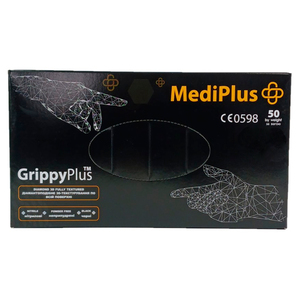 Перчатки нитриловые MEDIPLUS GrippyPlus BLACK неопудренные, размер M, 100 шт