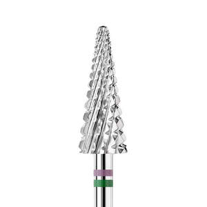 Фреза карбід-вольфрамова KWARK, Shark Blade (перехресно-спіральна насічка), конус «ялинка», зелено-фіолетова, 6 мм (EGLV-6015)