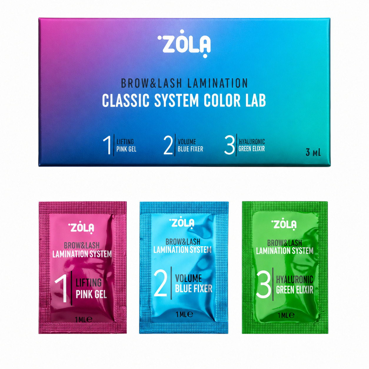 Набір для ламінування в саше Zola Color Lab Step 1, 2, 3 (3 x 1 мл)