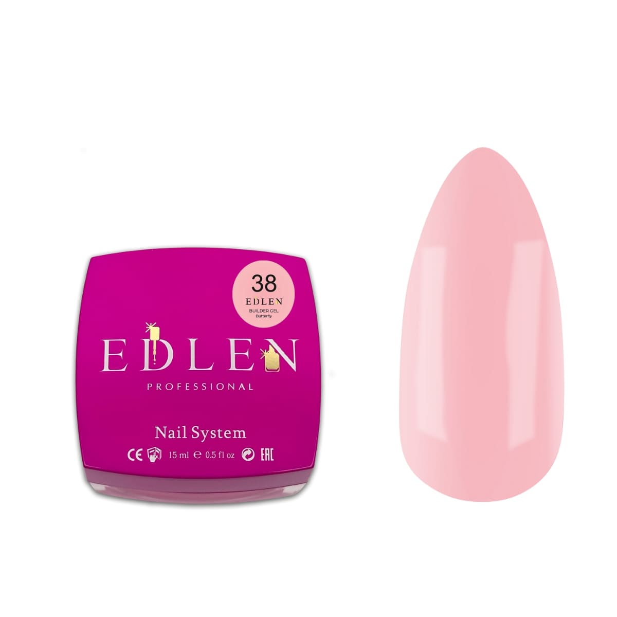 Гель для нарощування Edlen Builder Gel Butterfly №38, 15 мл
