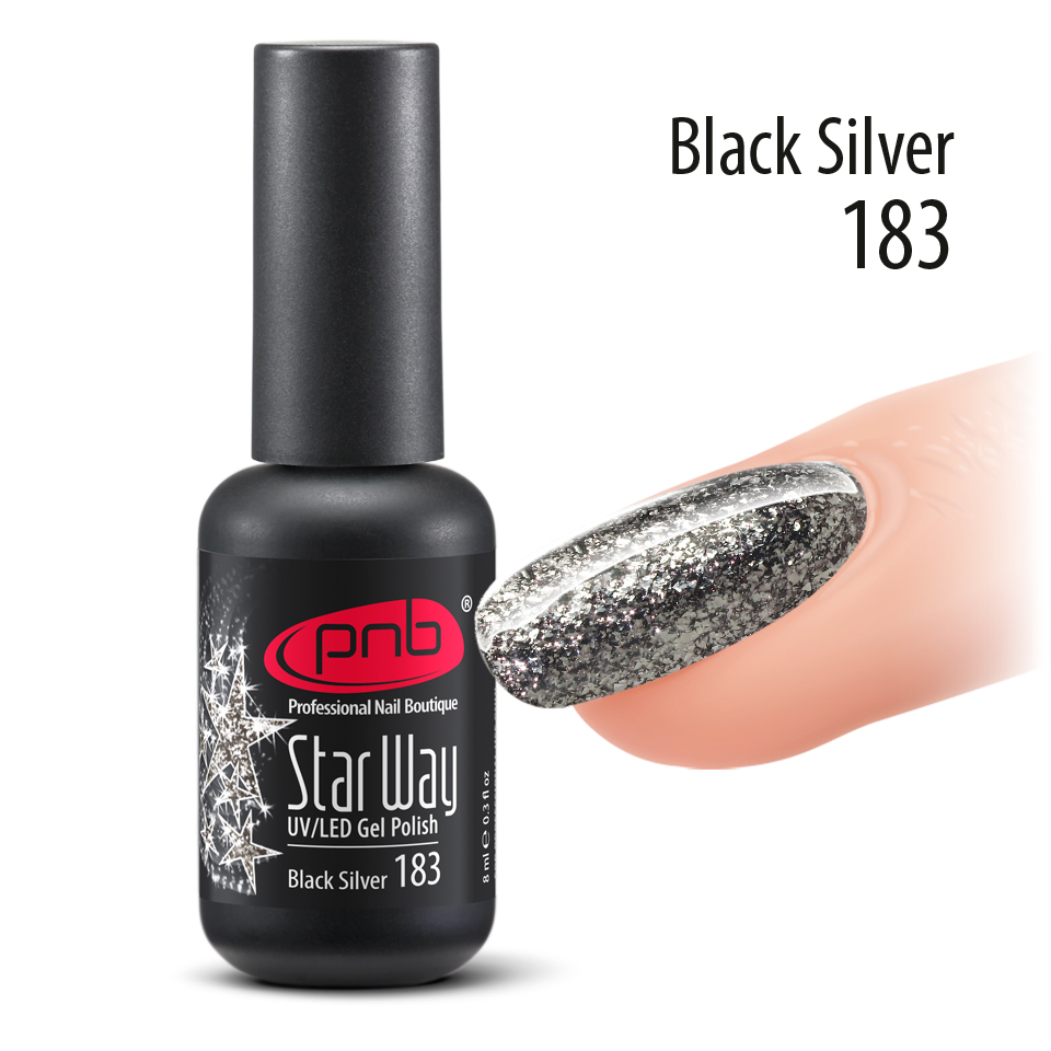 Гель-лак PNB "Star Way" Black Silver 183